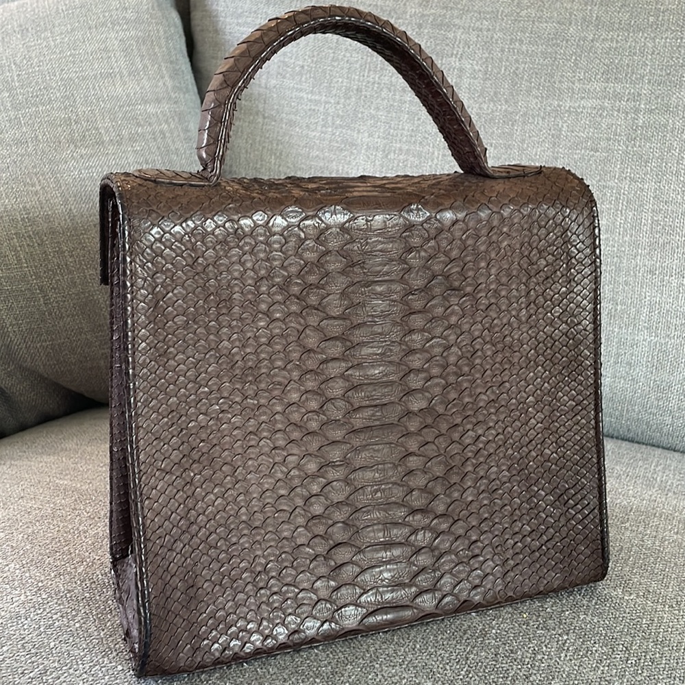 Custom Made Python Skin Brown Purse Nwot - image 3